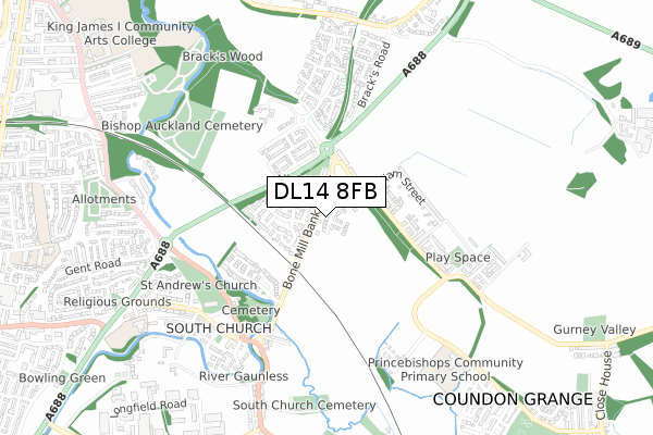 DL14 8FB map - small scale - OS Open Zoomstack (Ordnance Survey) DL14 8FB map - small scale - OS Open Zoomstack (Ordnance Survey)