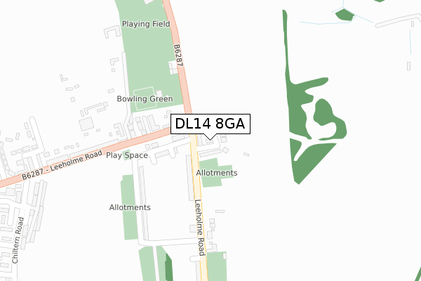 DL14 8GA map - large scale - OS Open Zoomstack (Ordnance Survey)