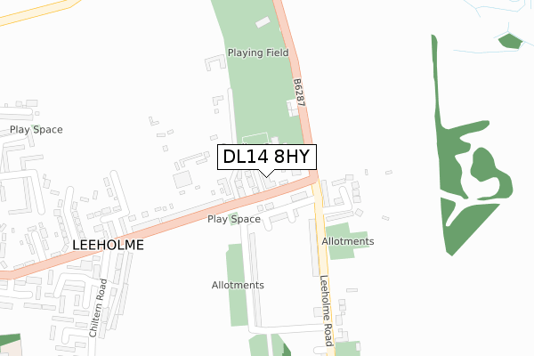 DL14 8HY map - large scale - OS Open Zoomstack (Ordnance Survey)