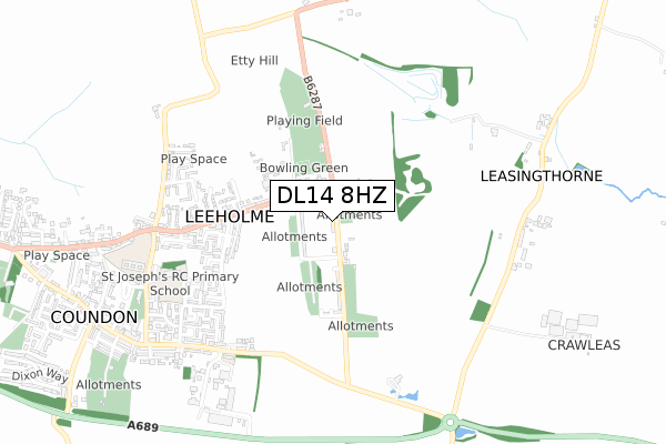 DL14 8HZ map - small scale - OS Open Zoomstack (Ordnance Survey) DL14 8HZ map - small scale - OS Open Zoomstack (Ordnance Survey)