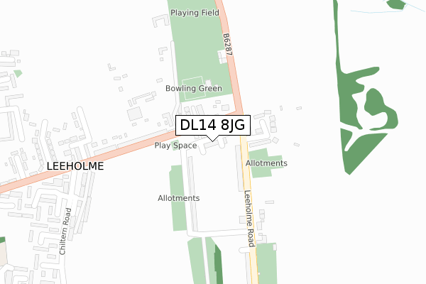 DL14 8JG map - large scale - OS Open Zoomstack (Ordnance Survey)