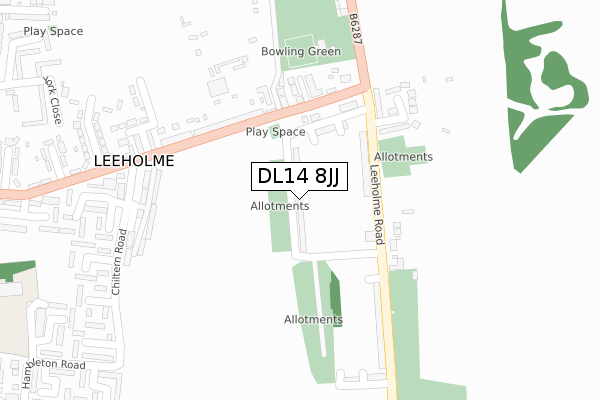 DL14 8JJ map - large scale - OS Open Zoomstack (Ordnance Survey)