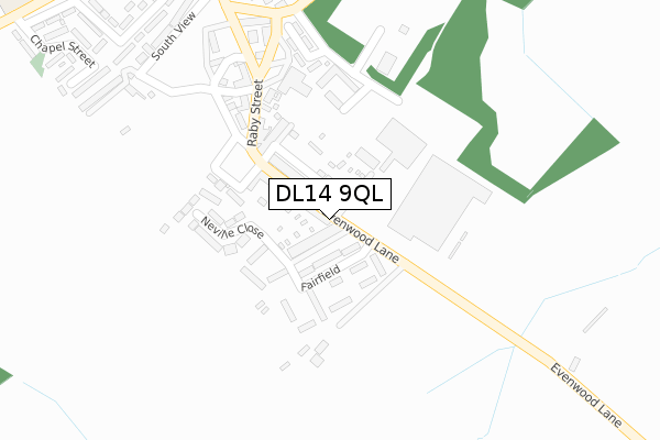 DL14 9QL map - large scale - OS Open Zoomstack (Ordnance Survey)
