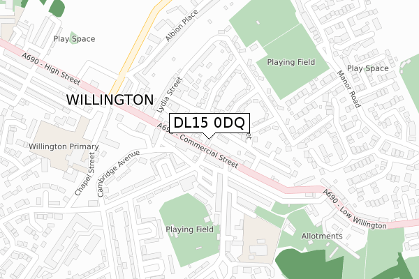 DL15 0DQ map - large scale - OS Open Zoomstack (Ordnance Survey)