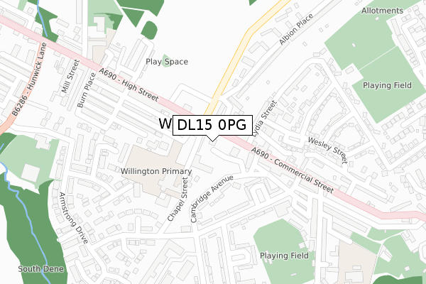 DL15 0PG map - large scale - OS Open Zoomstack (Ordnance Survey) DL15 0PG map - large scale - OS Open Zoomstack (Ordnance Survey)