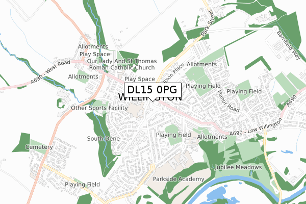 DL15 0PG map - small scale - OS Open Zoomstack (Ordnance Survey) DL15 0PG map - small scale - OS Open Zoomstack (Ordnance Survey)