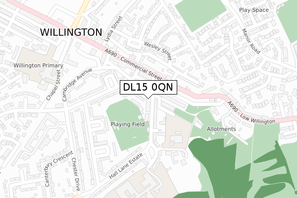 DL15 0QN map - large scale - OS Open Zoomstack (Ordnance Survey)