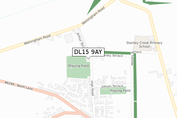 DL15 9AY map - large scale - OS Open Zoomstack (Ordnance Survey)