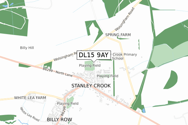 DL15 9AY map - small scale - OS Open Zoomstack (Ordnance Survey)