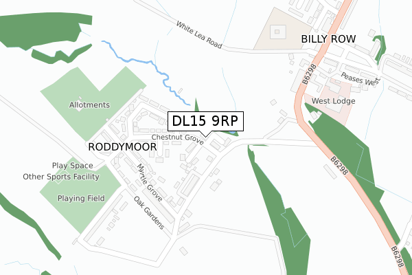 DL15 9RP map - large scale - OS Open Zoomstack (Ordnance Survey)