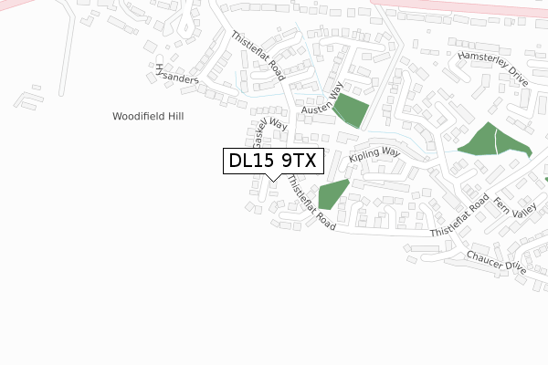 DL15 9TX map - large scale - OS Open Zoomstack (Ordnance Survey)