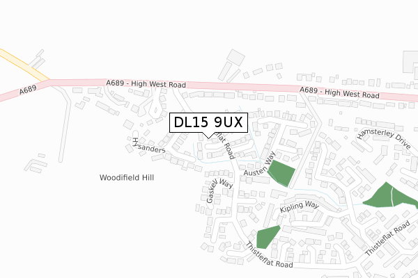 DL15 9UX map - large scale - OS Open Zoomstack (Ordnance Survey)