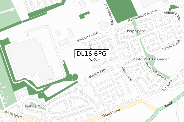 DL16 6PG map - large scale - OS Open Zoomstack (Ordnance Survey)
