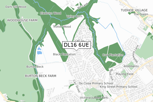 DL16 6UE map - small scale - OS Open Zoomstack (Ordnance Survey)