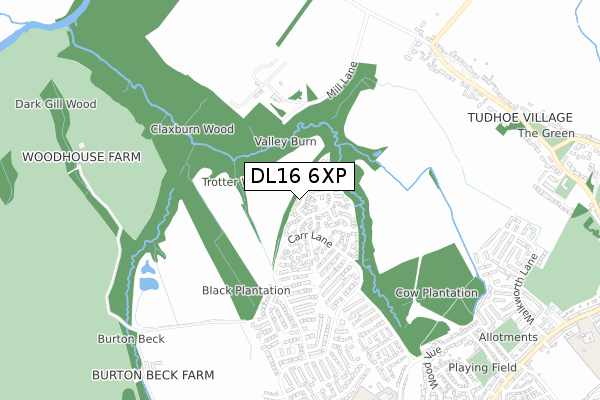 DL16 6XP map - small scale - OS Open Zoomstack (Ordnance Survey)