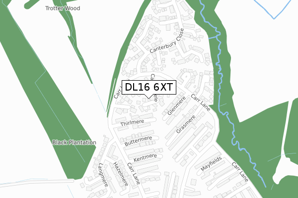 DL16 6XT map - large scale - OS Open Zoomstack (Ordnance Survey)