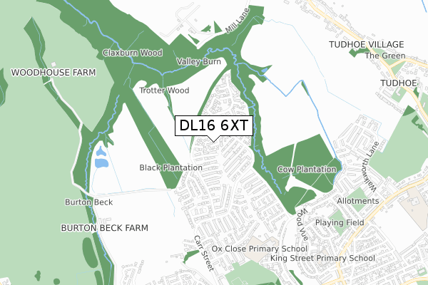 DL16 6XT map - small scale - OS Open Zoomstack (Ordnance Survey)