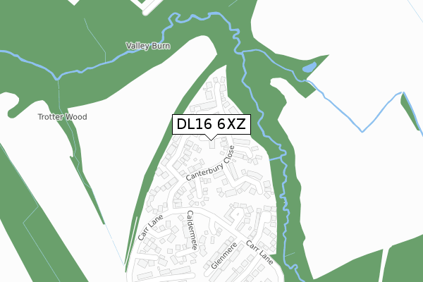 DL16 6XZ map - large scale - OS Open Zoomstack (Ordnance Survey)