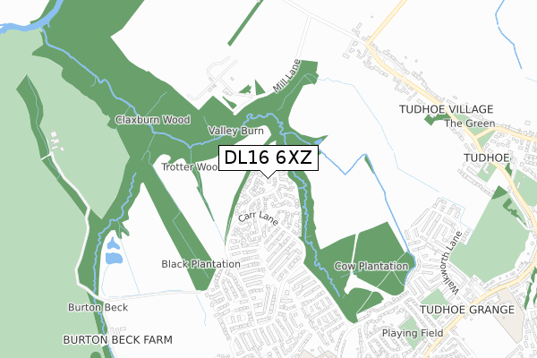 DL16 6XZ map - small scale - OS Open Zoomstack (Ordnance Survey)