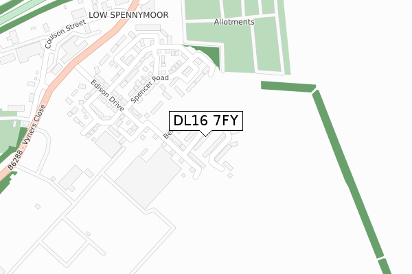 DL16 7FY map - large scale - OS Open Zoomstack (Ordnance Survey) DL16 7FY map - large scale - OS Open Zoomstack (Ordnance Survey)