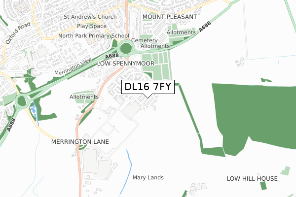 DL16 7FY map - small scale - OS Open Zoomstack (Ordnance Survey) DL16 7FY map - small scale - OS Open Zoomstack (Ordnance Survey)