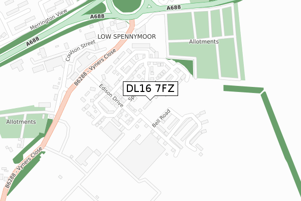 DL16 7FZ map - large scale - OS Open Zoomstack (Ordnance Survey)