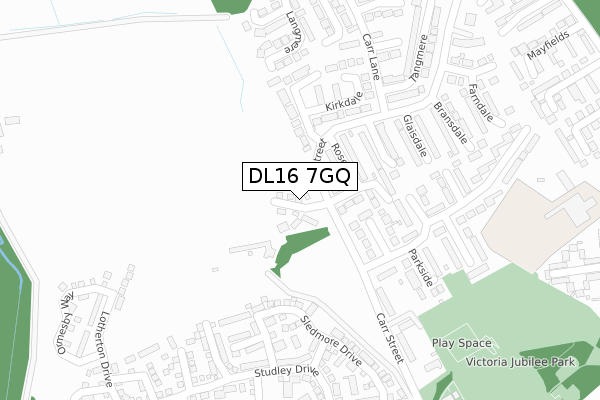 DL16 7GQ map - large scale - OS Open Zoomstack (Ordnance Survey)