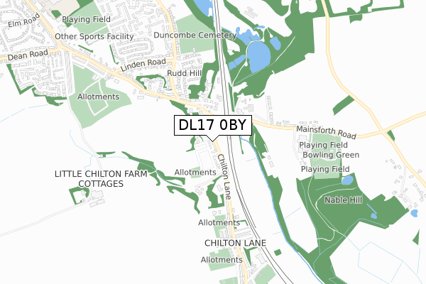 DL17 0BY map - small scale - OS Open Zoomstack (Ordnance Survey)