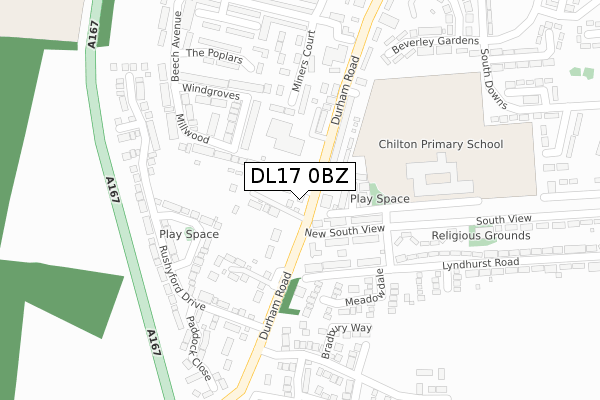 DL17 0BZ map - large scale - OS Open Zoomstack (Ordnance Survey) DL17 0BZ map - large scale - OS Open Zoomstack (Ordnance Survey)