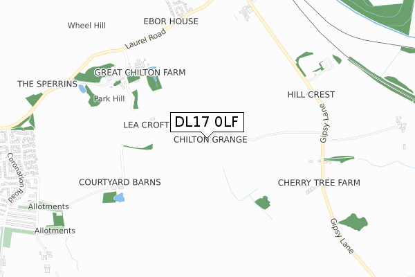 DL17 0LF map - small scale - OS Open Zoomstack (Ordnance Survey) DL17 0LF map - small scale - OS Open Zoomstack (Ordnance Survey)