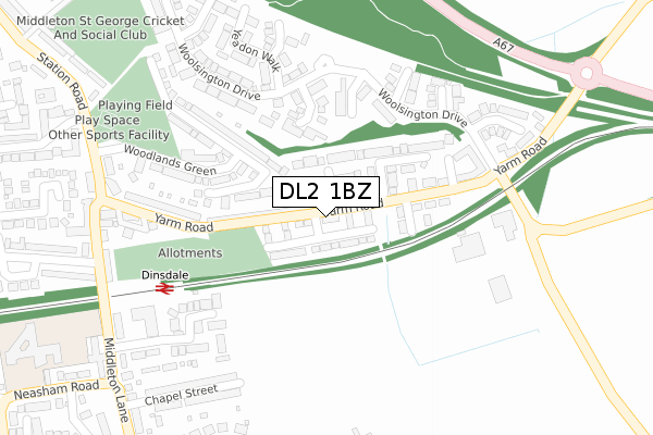 DL2 1BZ map - large scale - OS Open Zoomstack (Ordnance Survey) DL2 1BZ map - large scale - OS Open Zoomstack (Ordnance Survey)