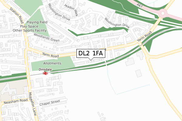 DL2 1FA map - large scale - OS Open Zoomstack (Ordnance Survey) DL2 1FA map - large scale - OS Open Zoomstack (Ordnance Survey)