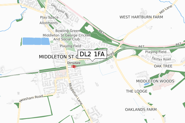 DL2 1FA map - small scale - OS Open Zoomstack (Ordnance Survey) DL2 1FA map - small scale - OS Open Zoomstack (Ordnance Survey)