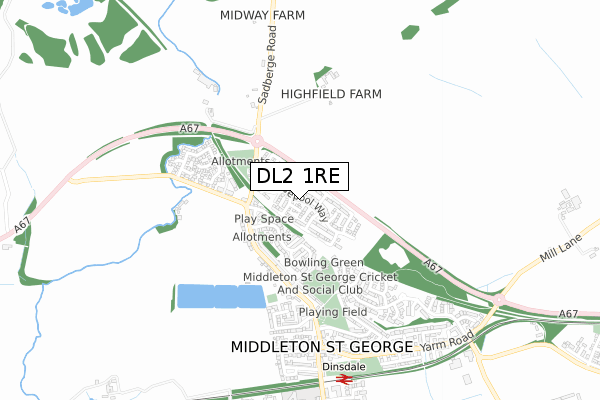 DL2 1RE map - small scale - OS Open Zoomstack (Ordnance Survey) DL2 1RE map - small scale - OS Open Zoomstack (Ordnance Survey)