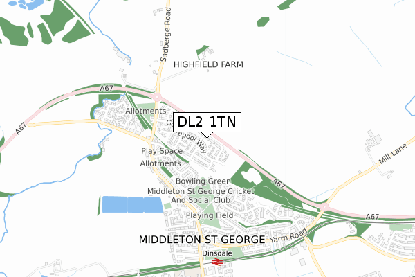 DL2 1TN map - small scale - OS Open Zoomstack (Ordnance Survey) DL2 1TN map - small scale - OS Open Zoomstack (Ordnance Survey)