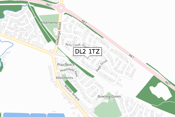 DL2 1TZ map - large scale - OS Open Zoomstack (Ordnance Survey) DL2 1TZ map - large scale - OS Open Zoomstack (Ordnance Survey)