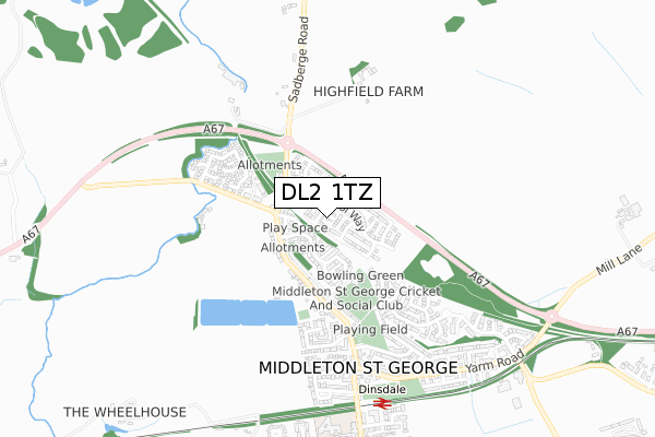 DL2 1TZ map - small scale - OS Open Zoomstack (Ordnance Survey) DL2 1TZ map - small scale - OS Open Zoomstack (Ordnance Survey)
