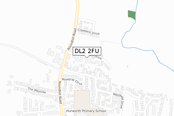 DL2 2FU map - large scale - OS Open Zoomstack (Ordnance Survey)