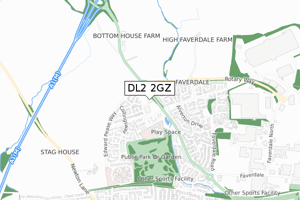 DL2 2GZ map - small scale - OS Open Zoomstack (Ordnance Survey) DL2 2GZ map - small scale - OS Open Zoomstack (Ordnance Survey)
