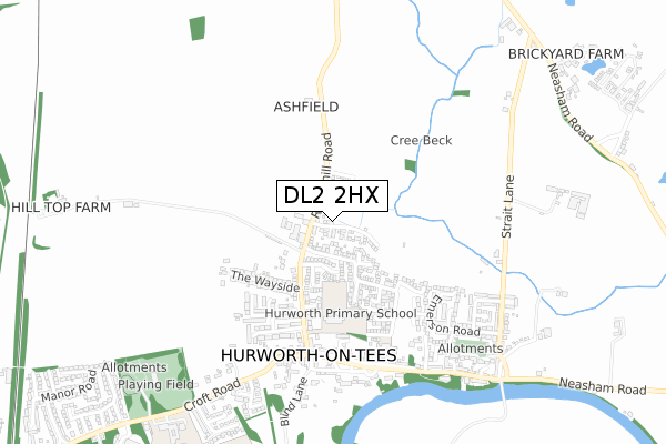 DL2 2HX map - small scale - OS Open Zoomstack (Ordnance Survey) DL2 2HX map - small scale - OS Open Zoomstack (Ordnance Survey)