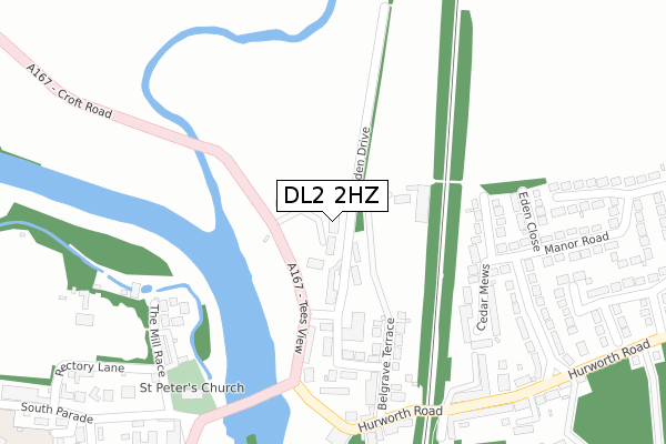 DL2 2HZ map - large scale - OS Open Zoomstack (Ordnance Survey)