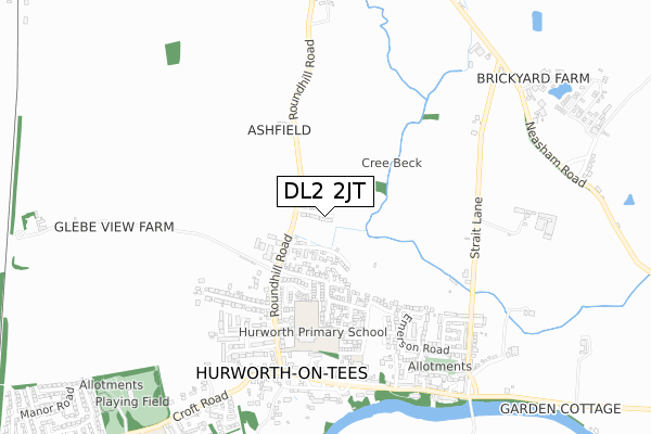 DL2 2JT map - small scale - OS Open Zoomstack (Ordnance Survey) DL2 2JT map - small scale - OS Open Zoomstack (Ordnance Survey)
