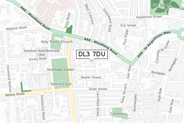 DL3 7DU map - large scale - OS Open Zoomstack (Ordnance Survey)