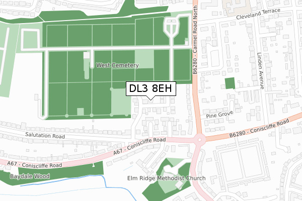 DL3 8EH map - large scale - OS Open Zoomstack (Ordnance Survey)