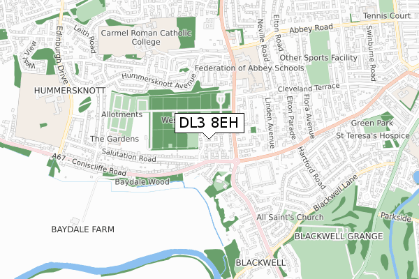 DL3 8EH map - small scale - OS Open Zoomstack (Ordnance Survey)