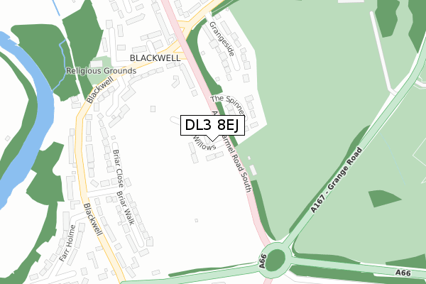 DL3 8EJ map - large scale - OS Open Zoomstack (Ordnance Survey)