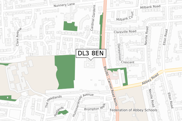 DL3 8EN map - large scale - OS Open Zoomstack (Ordnance Survey)