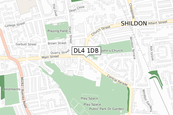 DL4 1DB map - large scale - OS Open Zoomstack (Ordnance Survey)