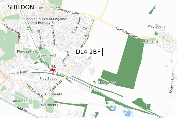 DL4 2BF map - small scale - OS Open Zoomstack (Ordnance Survey)