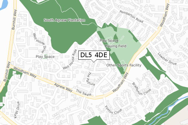 DL5 4DE map - large scale - OS Open Zoomstack (Ordnance Survey)